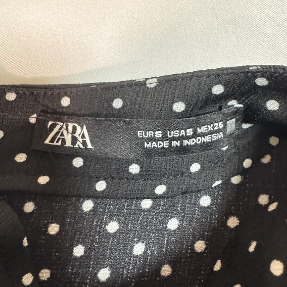 Zara Black Micro Dot Mini Dress Size Small - Picture 5 of 8